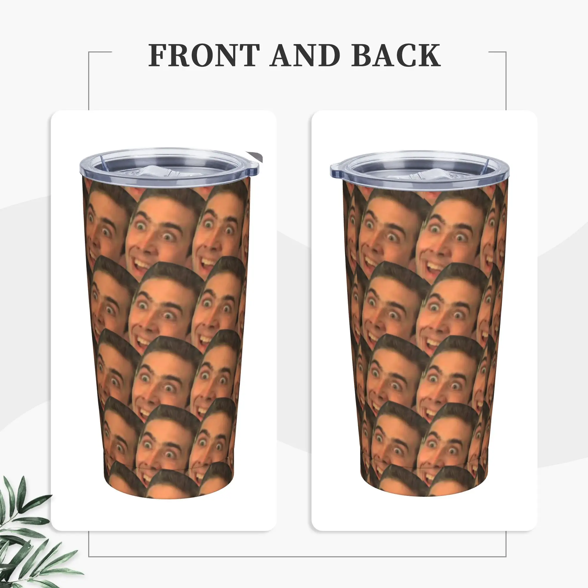 Meme Nicholas Cage Hilarious Insulated Tumbler with Straws Face Collage Stainless Steel Coffee Mugs Home Car Bottle Cups, 20oz
