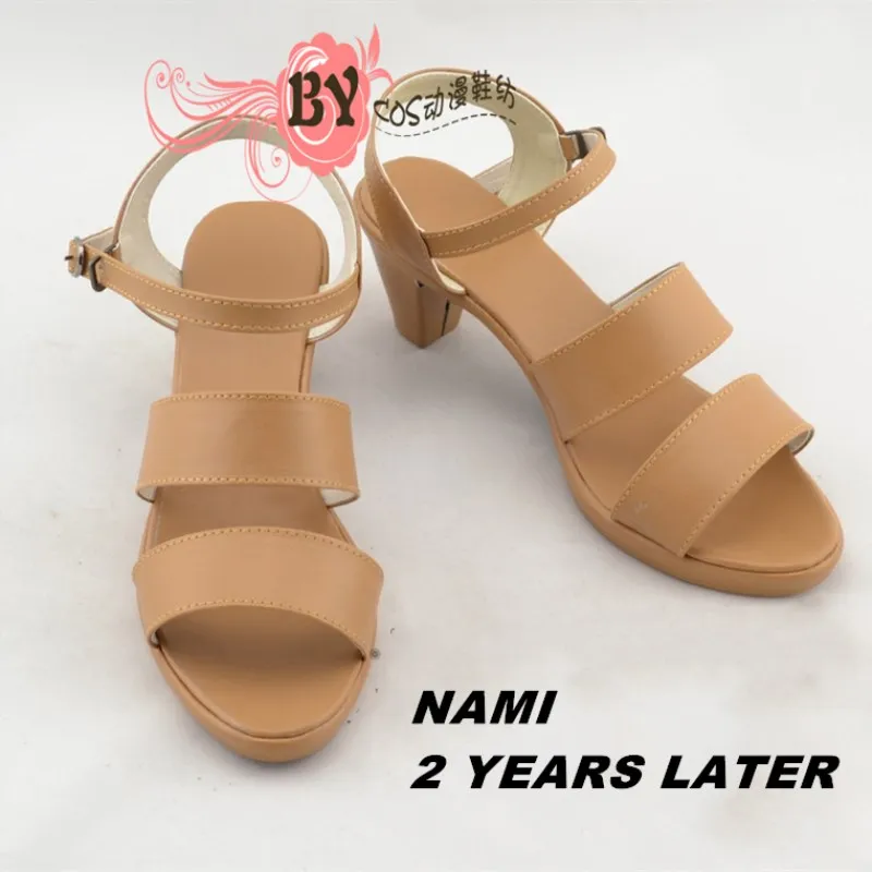 JP Anime OP 2 Years Later Nami Light Brown Cosplay Costume Handmade Shoes