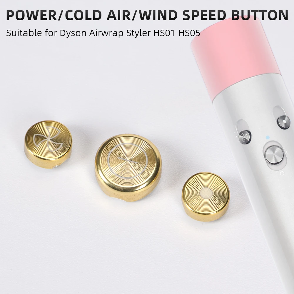For Dyson Airwrap Hair Styler HS01 HS05 Control Buttons Replace Power Button + Temperature and Airflow Control Button Gold color