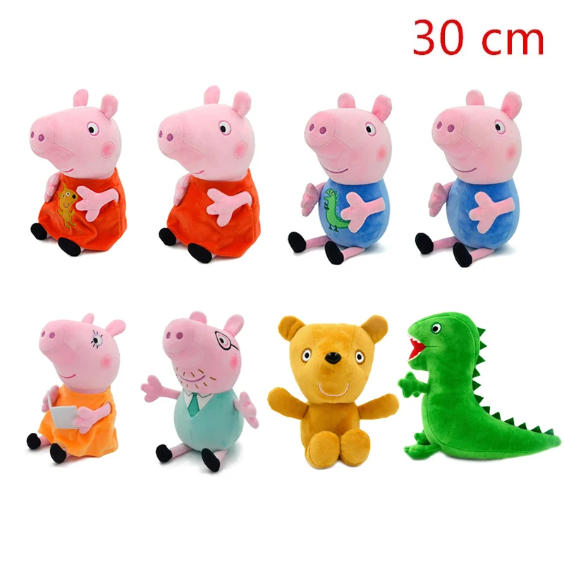 30cm Original Peppa Pig Plush Toys George Eddie Bear Mr Dinosaur Cartoon Anime Figure Stuffed Plush Toys Kids Christmas Gift Toy