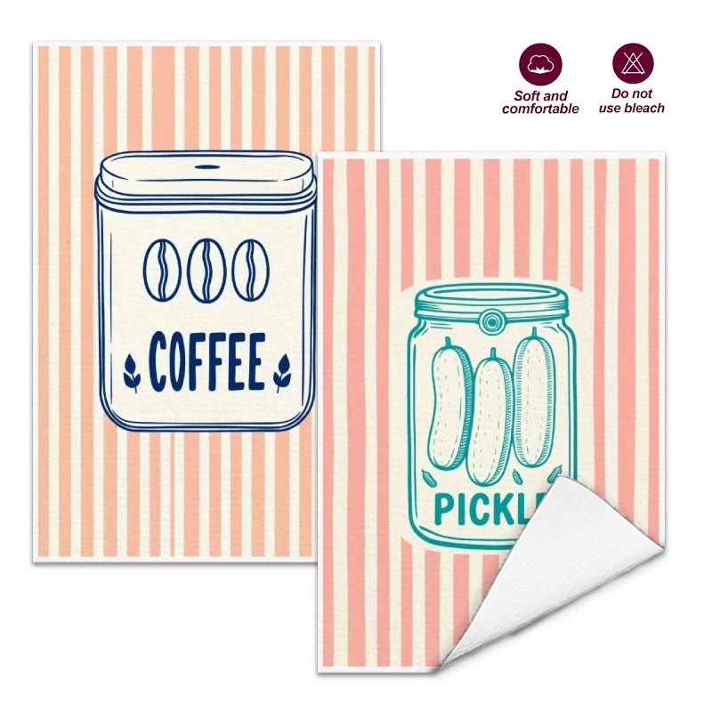 2 piezas, paños de cocina a rayas de café y kimchi, juego de paños de 40 cm x 60 cm, los mejores paños de cocina, paño de limpieza súper absorbente y suave, paños para cocinar y hornear, paños para manos, paños de limpieza, paños para platos, decoración de cocina, decoración de sala de estar, artículos esenciales para la cocina, artículos esenciales para el hogar