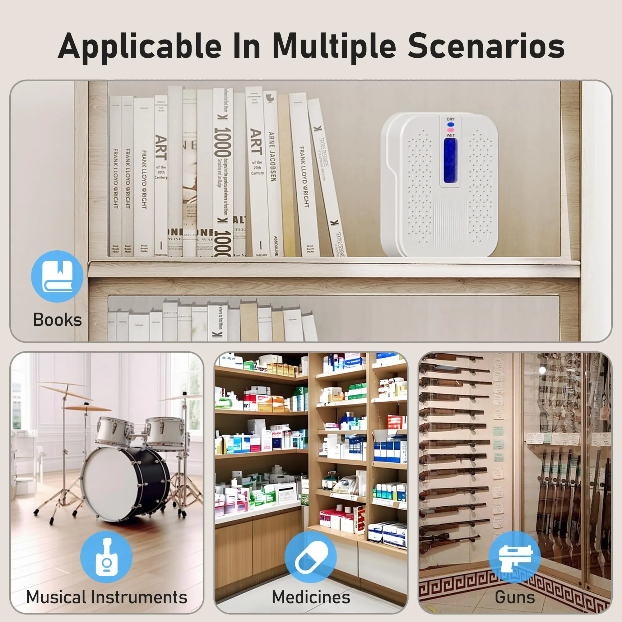 Rechargeable Small Dehumidifier, Portable Mini Dehumidifier for Bathroom, Highly Efficient Dehumidification, Energy Saving, Suitable for Closet, Cars, Wardrobes, Bookcases view 5