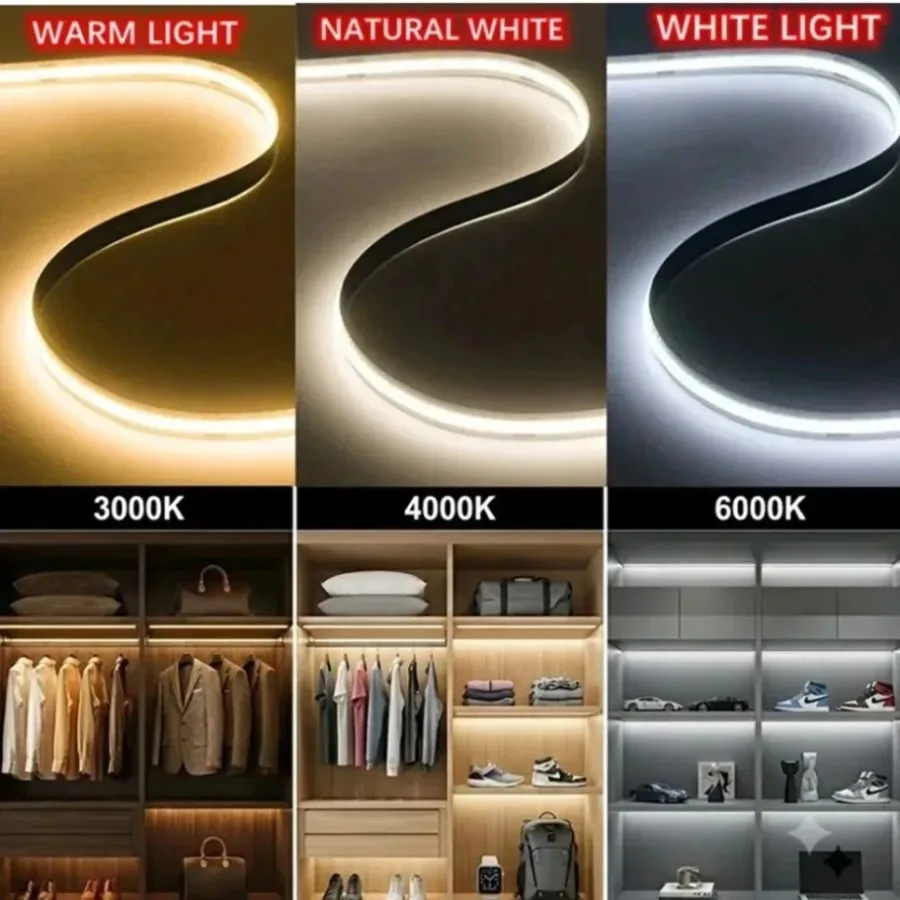 5~0.5m Battery Case Powered 5V COB LED Light Strip 320LEDs/m Warm/Natural/White Flexible Tape for Cabinet TV Bedroom Backlight