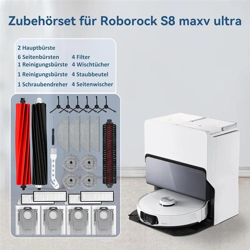 AC39-аксессуары для Roborock S8 Maxv Ultra/S8 Max Ultra, основные щетки, боковые щетки, фильтры, салфетки, мешки для пыли