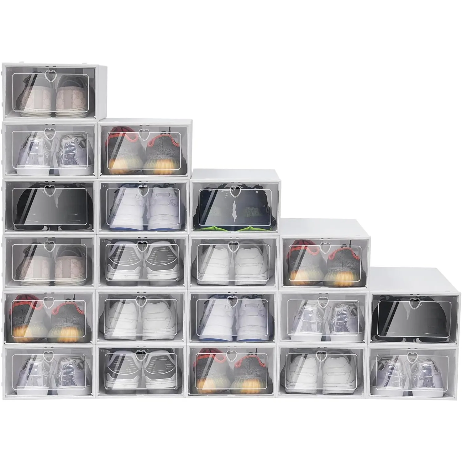 

Bathrena Shoe Storage with Clear Door, 20Pcs Plastic Shoe Storage Boxes Portable Sneaker Display Case Drawer Stackable Shoe Storage