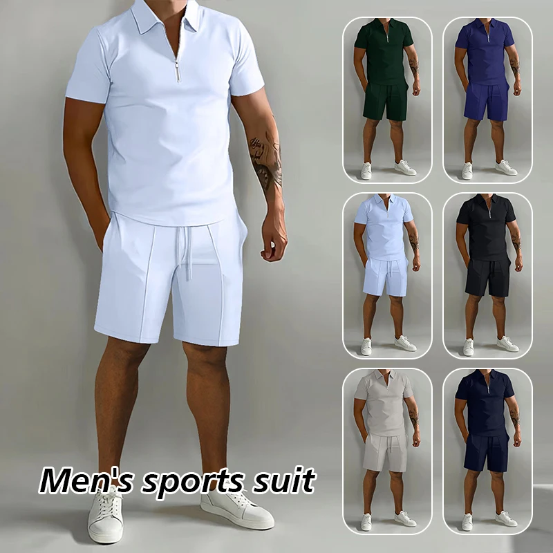 

Men Summer Tracksuit Short Sleeve T Shirt + Short / Long Pants Streetwear 2 Piece Set Outfit Jogger Sportswear Trousers Suit