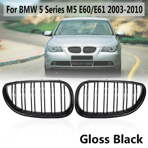 BMW 5 시리즈 E60 E61 M5 520I 535I 550I 2003-2010 세단 자동차 앞 신장 그릴 그릴 용 광택 블랙 레이싱 프론트 그릴