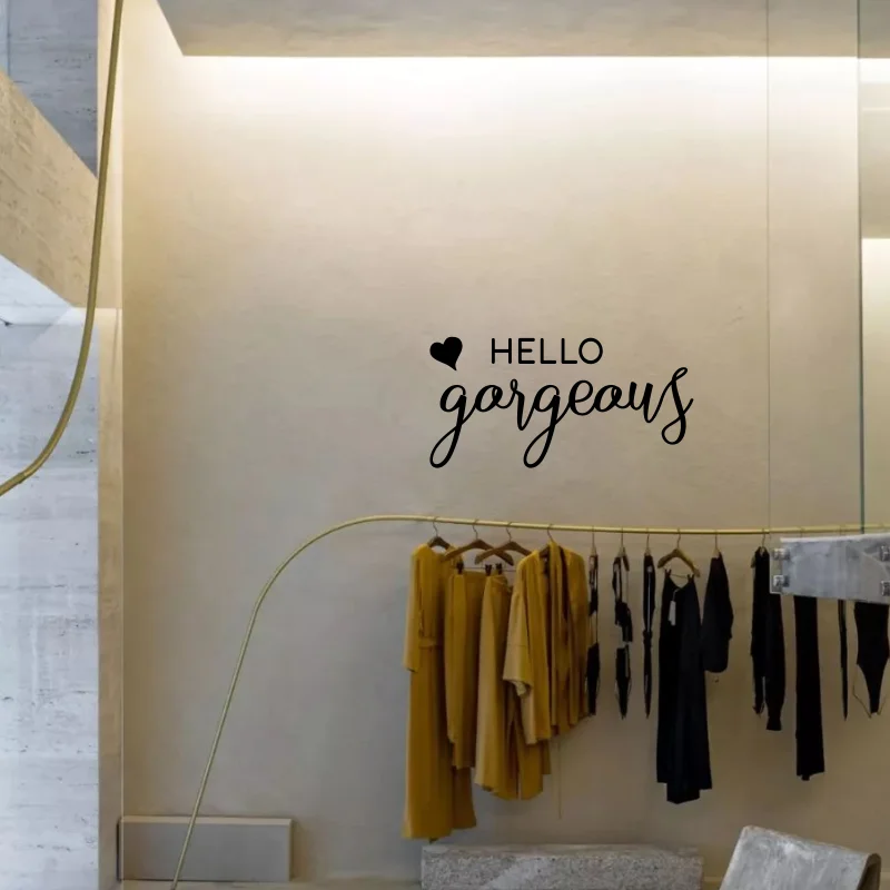 1 pc hello gorgeous with love mirror sticker Cartoon Wall Decals Pvc Mural Art Diy Poster Decor Living Room Bedroom Removable405