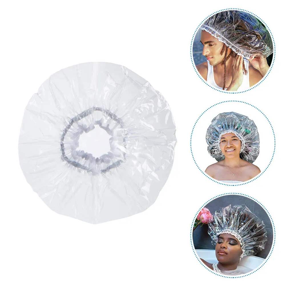 

Hat Adult Shower Caps Elastic For Bathing Caps Long Hair Reusable Clear Bathing Cap Home Salon Bath Hair Cover Use