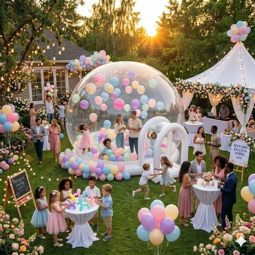10ft Inflatable Bubble House with Trampoline for Halloween Christmas Party, Clear PVC Bubble Balloon Dome Tent with Tunnel, Family Bouncer House with Blower & 600W Air Pump