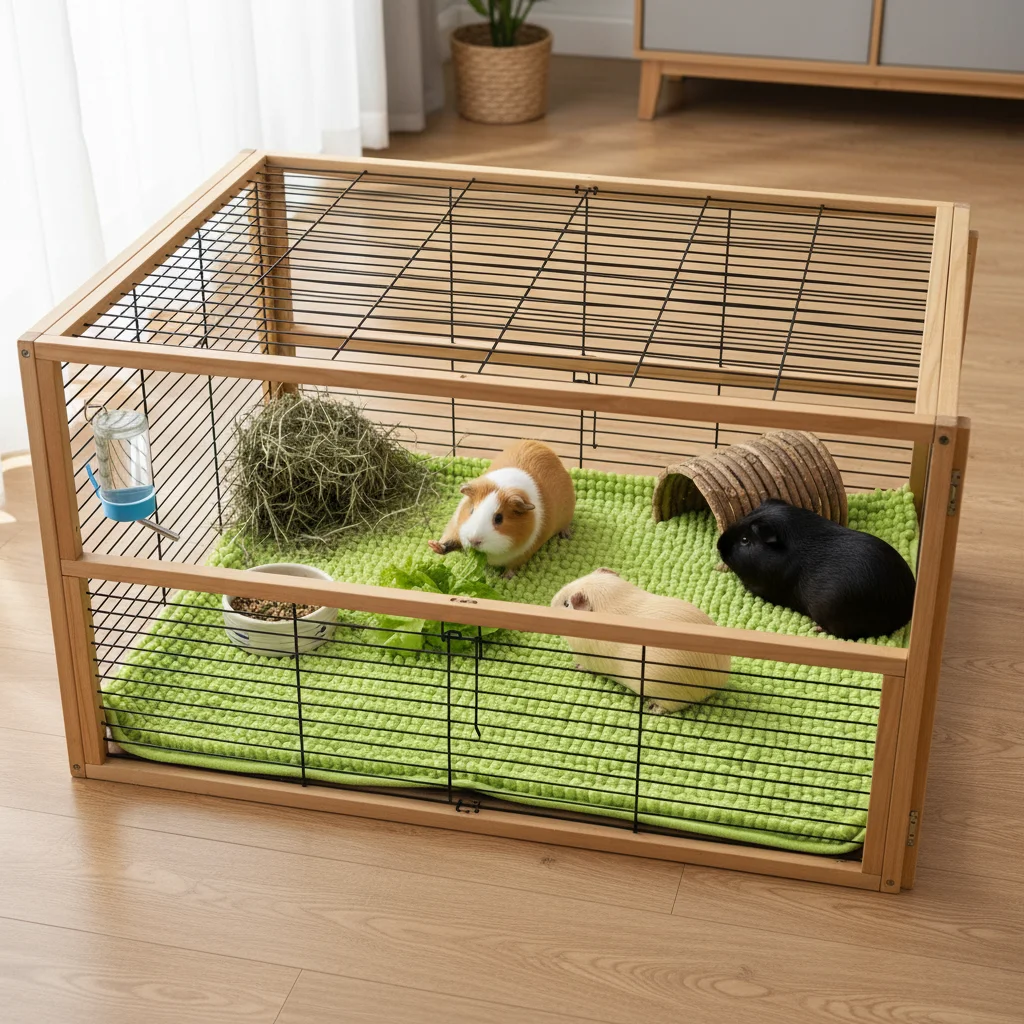 Meerschweinchen-Käfigmatte aus Chenille-Fleece, Rutschfest, Waschbar, Wiederverwendbare Haustiermatte - Kleine Tierbettunterlage für Kleintiere – Detail 5