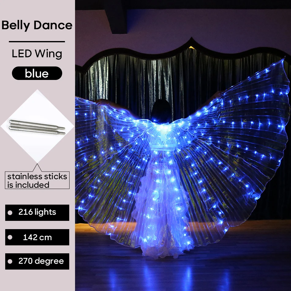 Belly Dance Led Wings Issis Wing Multiple Color Lights Butterfly Wing For Adult Stage Performance Carnival Halloween Accessories