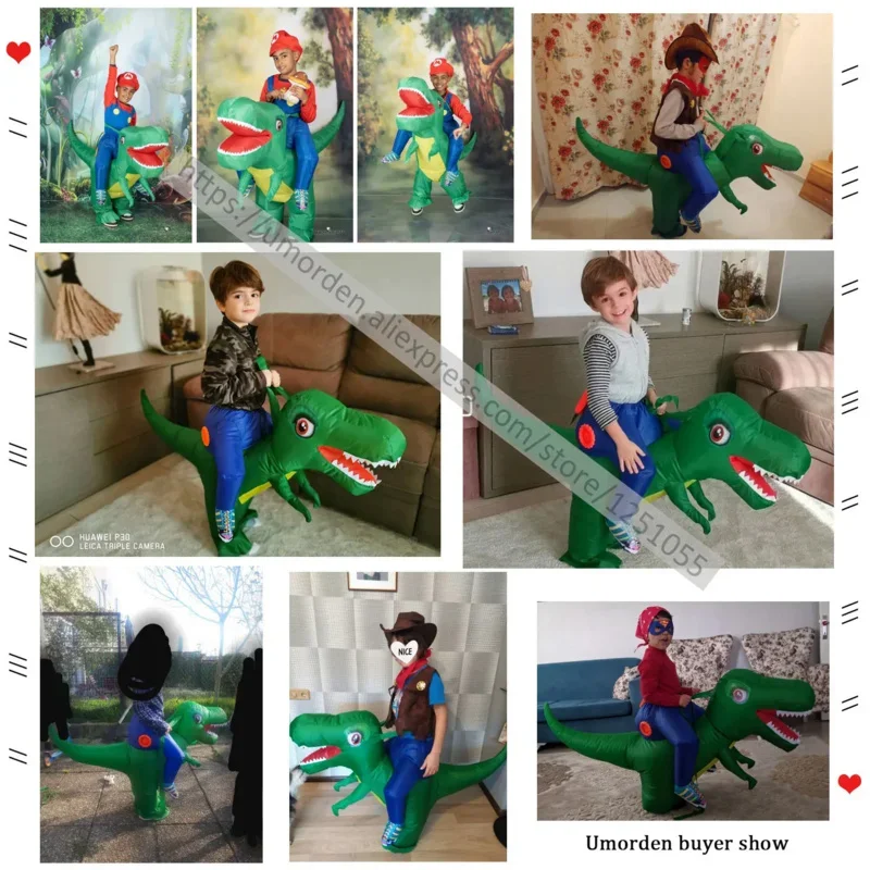 Kids Child Inflatable T Rex Dinosaur Costume Cosplay Girls Boys Ride Dinosaur Halloween Purim Party Inflated Garment Disfraces Q