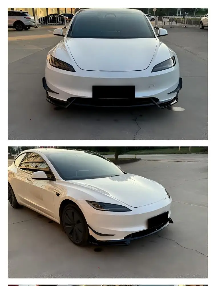 5PCS For Tesla New Model 3  ABS Tuning Body Kits Protection Front Bumper Diffuser Splitter Spoiler Lip Windknife 2024-2026