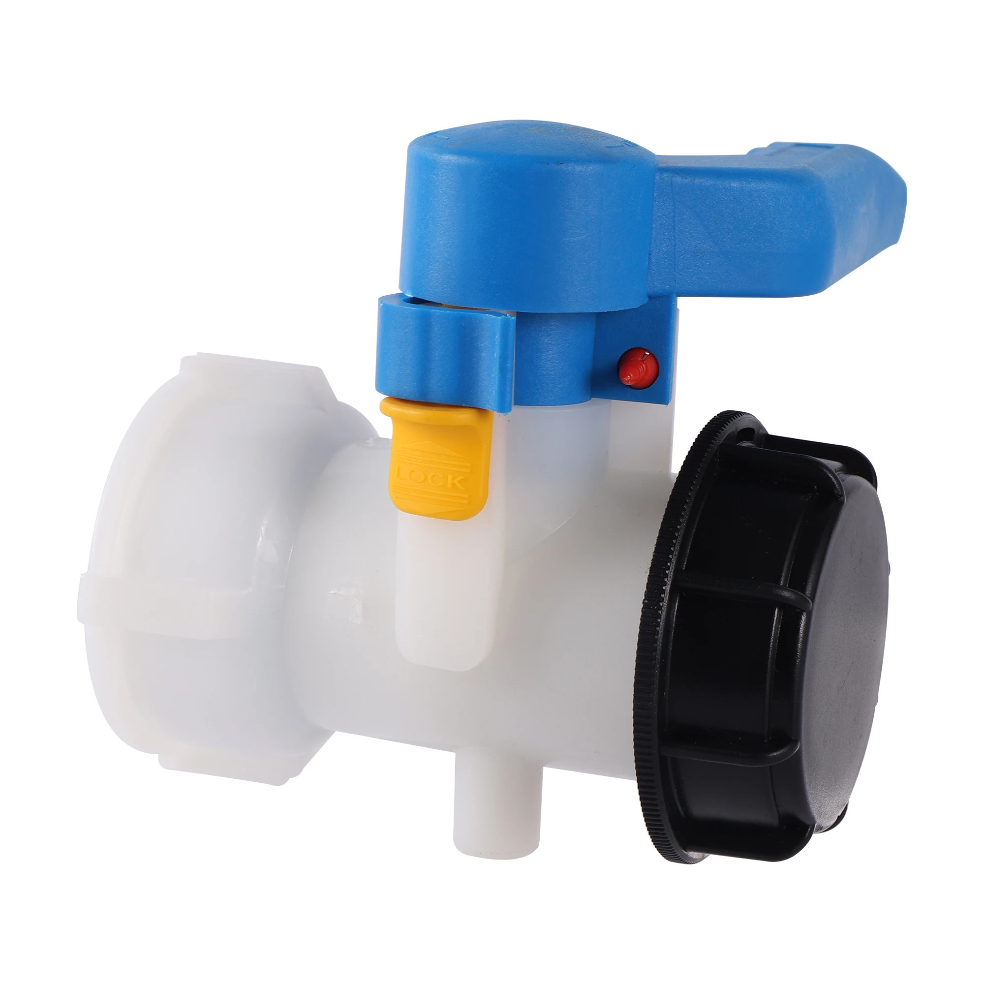 Plastikowy DN40/DN50/DN80 aktywny/zintegrowany zawór motylkowy ogrodowy do pojemnika na zbiornik na wodę IBC 1000L przełącznik Adapter zbiornika IBC