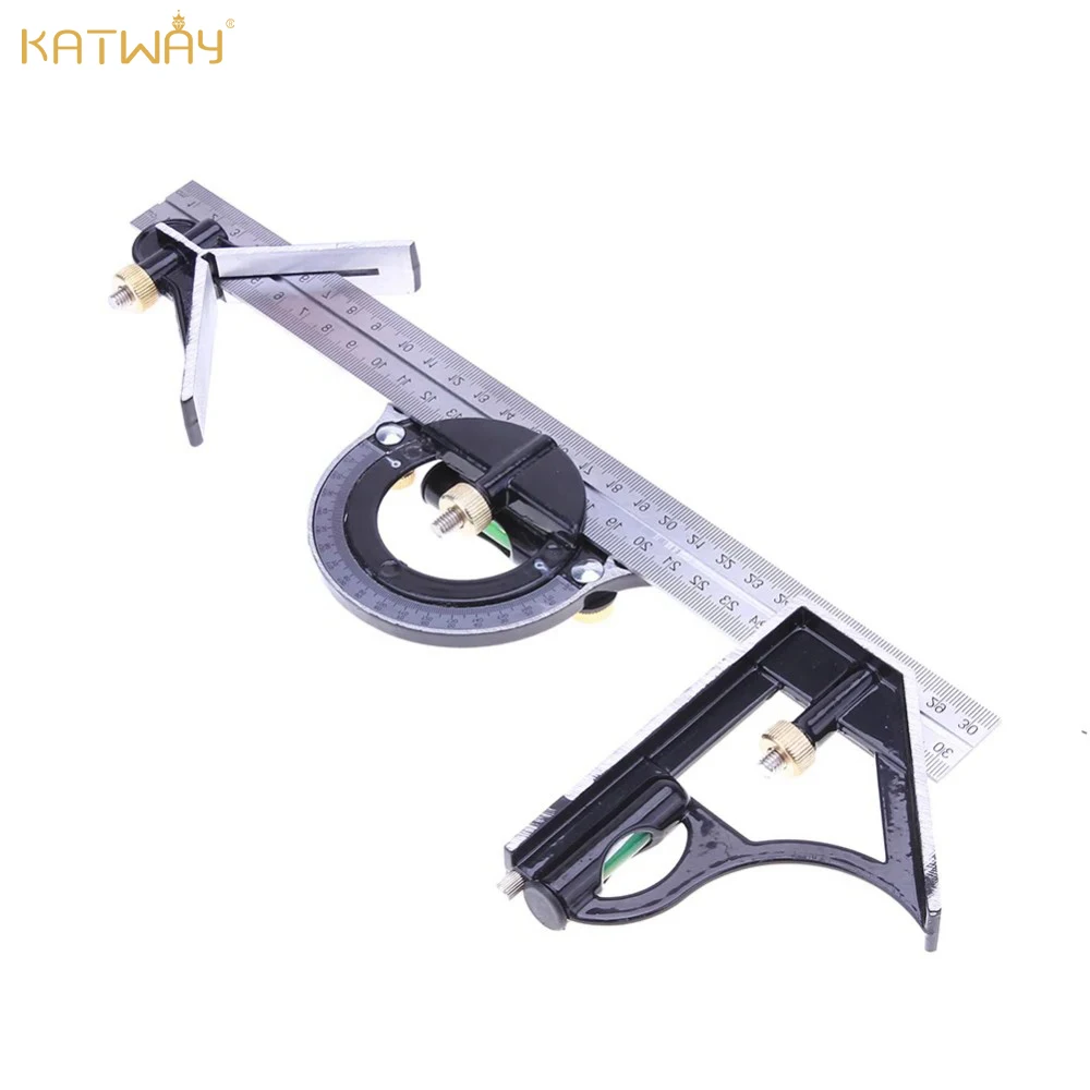 

KATWAY 300mm Adjustable Measuring Ruler Multi Combination Square Angle Finder Protractor Woodworking 3 In 1 Tools HH-AA241