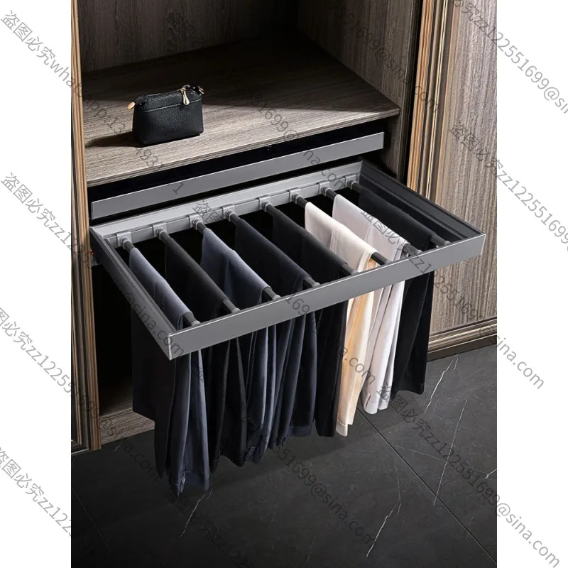 Suitable for Trouser Rack Wardrobe Built-in Multi-functional Retractable Slide Trouser Rack Home Cloakroom Wardrobe Pull-out