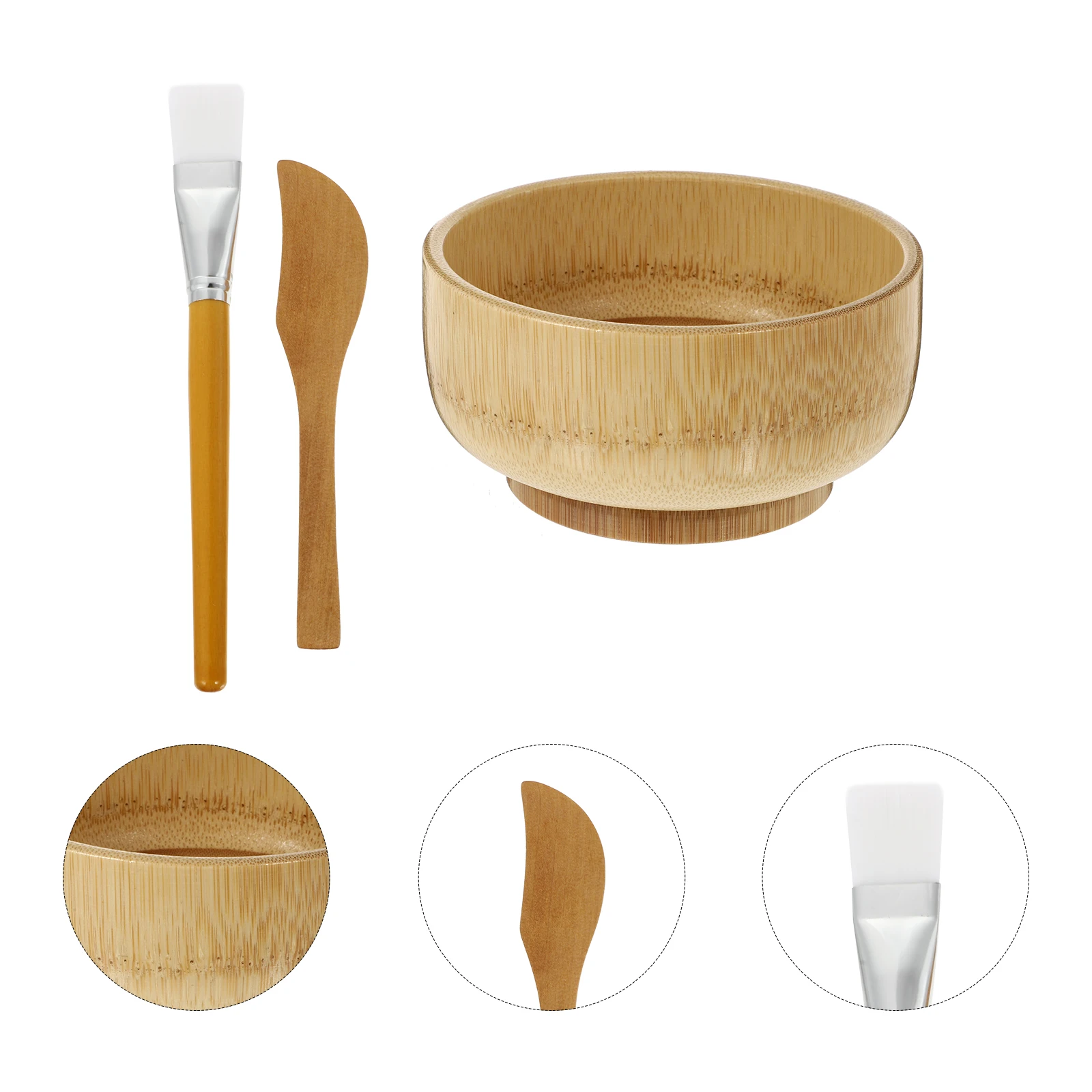 

Bamboo Face Bowl Wooden Mixing Tool Set DIY Beauty Salon Facial Mask Spatula Brush Stirring Mud Mask Making Kit Premium