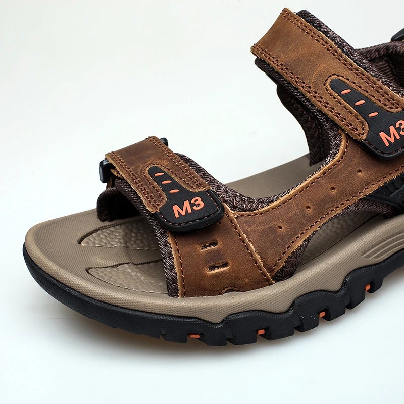 New Fashion Summer Leisure Men Shoes Beach Sandals High Quality Genuine Leather Sandals Soft Large Size Men's Sandals Size 38-47