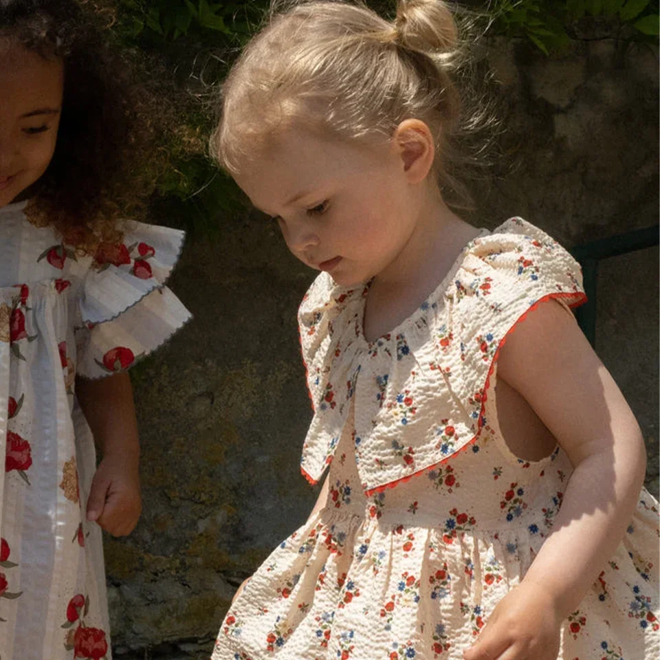 2024 Summer KS Girls Princess Dress Baby Girl Pretty Floral Dresses Kid Vacation Casual Slip Dress Children Party Vestidos Cloth