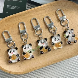 New Tk Luminous Transparent Color Cute Panda Keychain Cartoon Treasure Pumpkin Student Bag Pendant Men's Gift Accessories