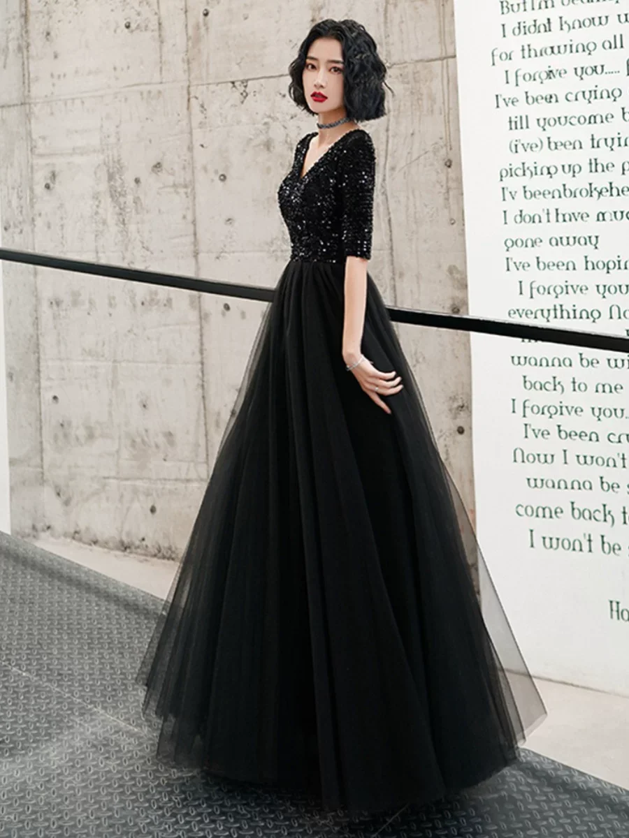 

Вечернее платье на одно плечо для женщин, модное, с глубоким V-образным вырезом, длинное, в корейском стиле, на молнии