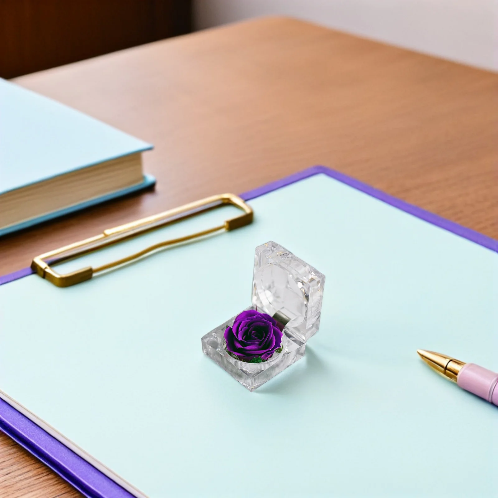 

1Pcs Gift Box Preserved Flower Glass Dome Ribbon Decoration Valentines Anniversary Birthday Flowers Gift