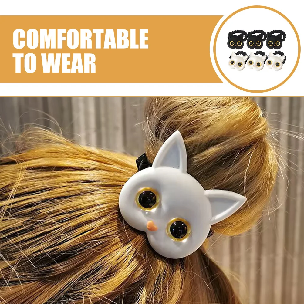 

6Pcs Adorable Cat Hair Ties Durable Elastic Ponytail Holders for Quick Hairstyling Various Events Hair Ties