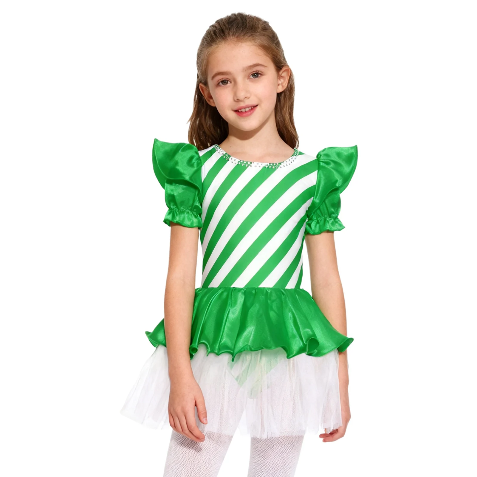 أطفال بنات عيد الميلاد كاندي قصب زي سانتا كلوز السنة الجديدة عيد الميلاد رداء رقص الباليه فستان لقضاء عطلة الأداء وملابس الحفلات