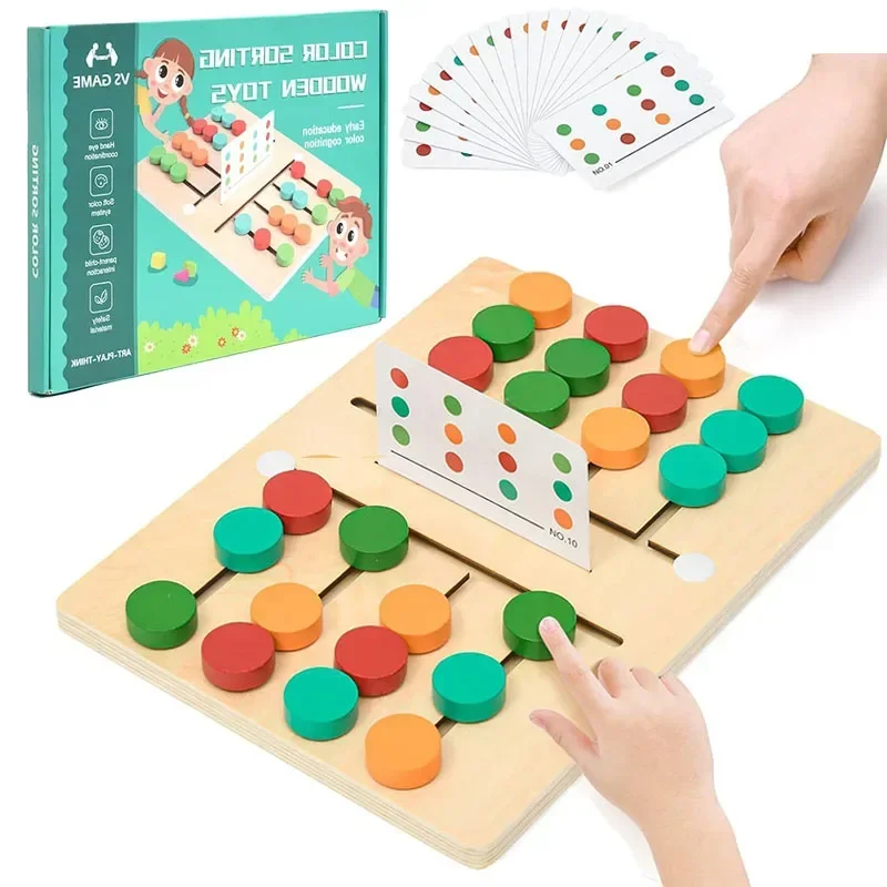 Juego de mesa de rompecabezas de diapositivas coloridas de madera Montessori, tobogán a juego de colores, juguetes educativos sensoriales, actividad preescolar para niños pequeños