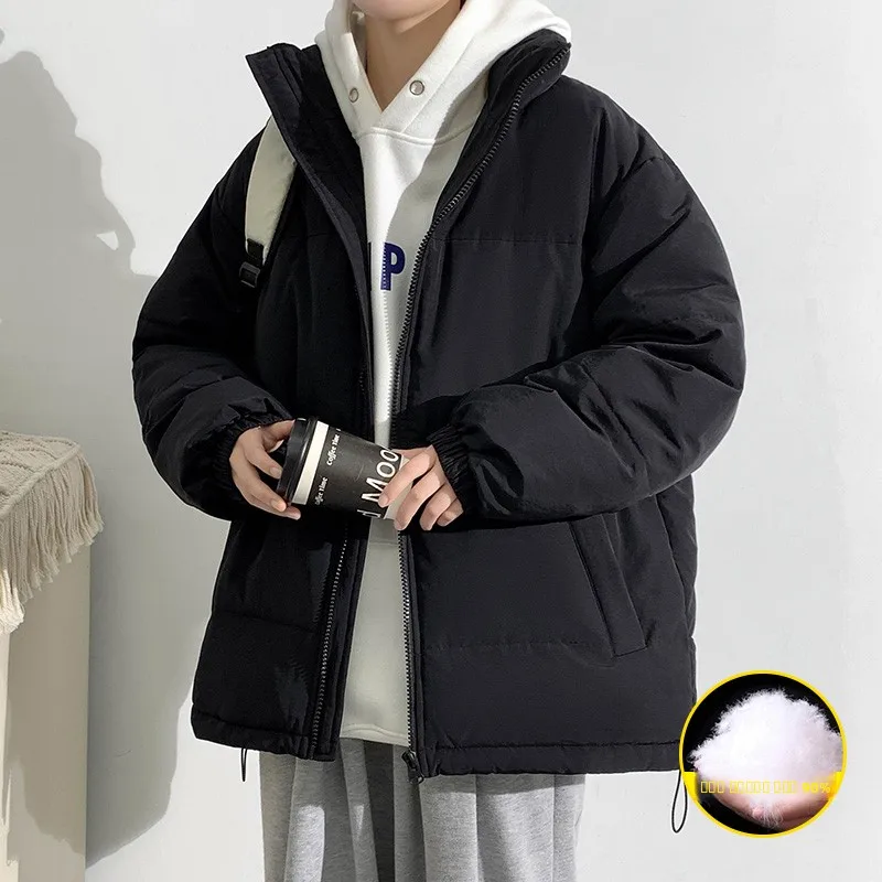 

Мужская зимняя утепленная куртка-пуховик с воротником-стойкой, белая, из натурального пуха, молодежная верхняя одежда для холодной погоды