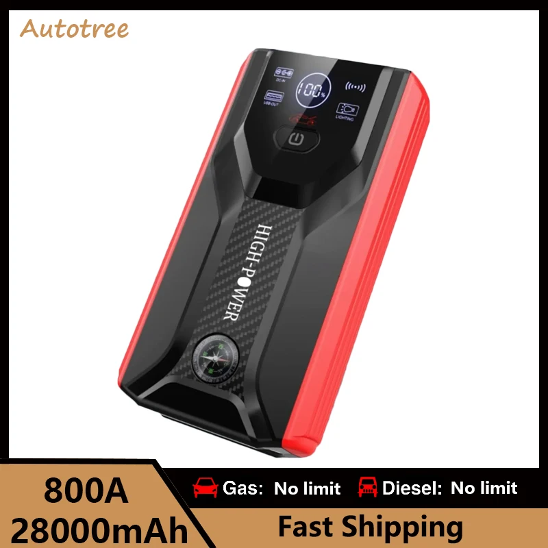 

28000mAh Car Jump Starter Device Auto Booster 800A Strong Portable Power Bank Automotive Battery Charger System Start Operating