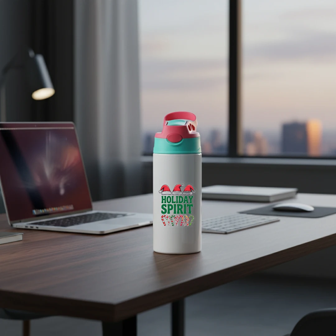 كوب حراري من الفولاذ المقاوم للصدأ 304 + قبعة سانتا كرتونية + كوب بقشة قصب الحلوى هدية عيد الميلاد للأطفال إطلاق منتج جديد