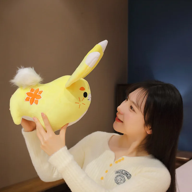 Original God Liyue Yaoyao Laurel Rabbit Plush Toy Cosplay Lovely Kawaii Yellow Rabbit Stuffed Animal Doll 26*40 CM Cartoon Gift