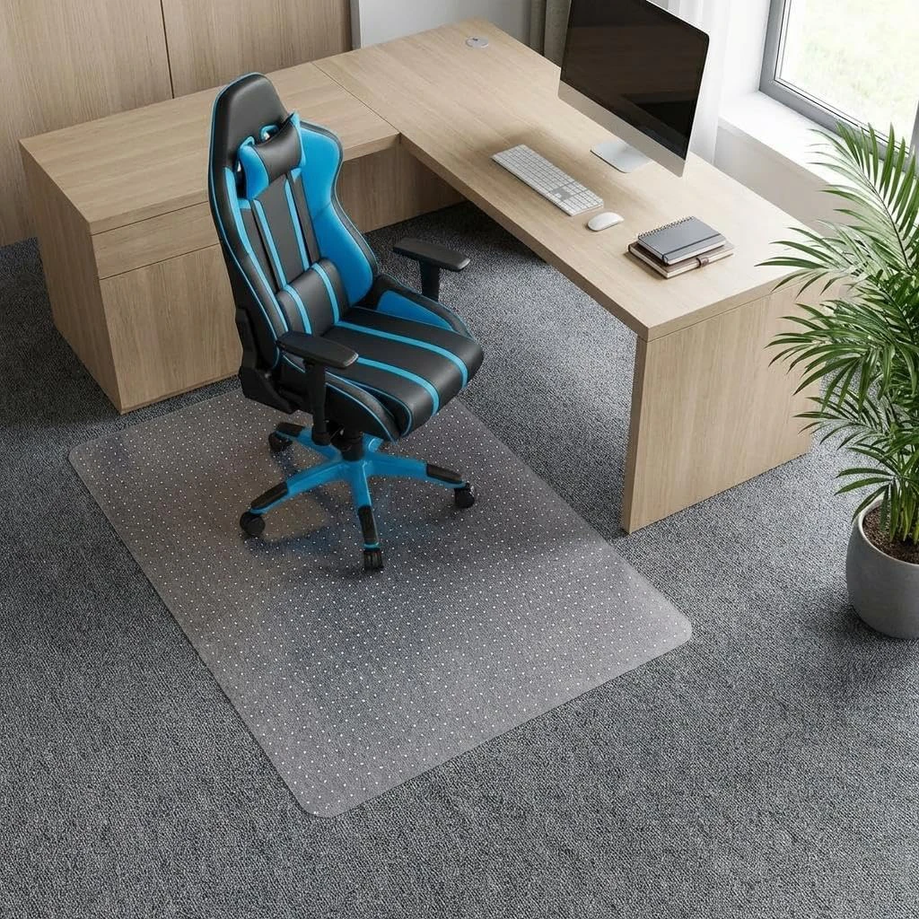 

Office Rolling Chair Mat for Carpeted Floors,Rectangle Clear Desk Chair Mat with Studs,Floor Protector for Low Pile Carpet