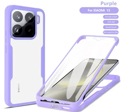Luxury 360 Full Body Front+Back Clear Case for Xiaomi 15 14T Pro Silicone Bumper Transparent Shockproof Cover for Xiaomi 15Pro
