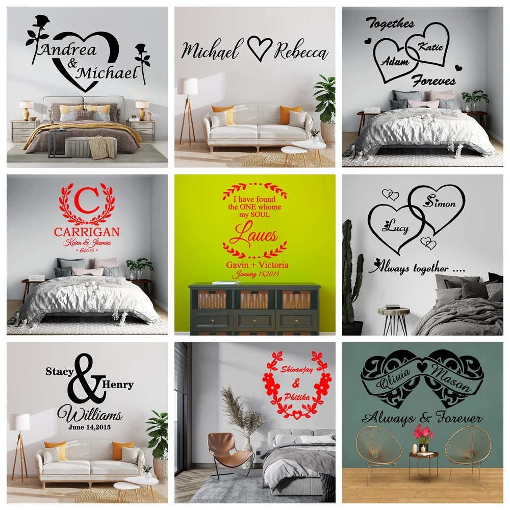 

1 pc new love or garland custom name wall sticker For Kids Rooms liying room Diy Home Decoration Home Party Decor Wallpaper