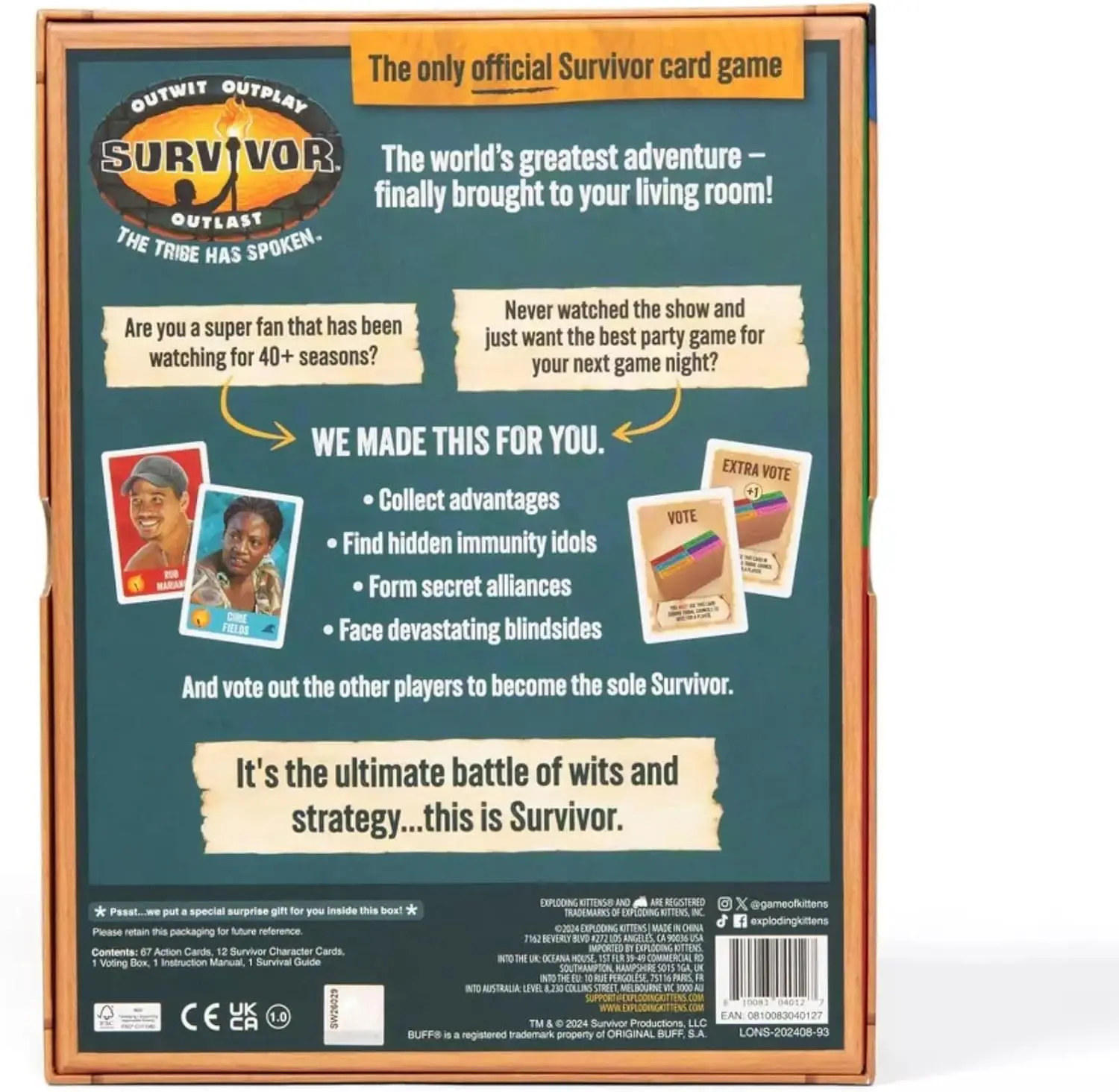 Survivant : La tribu a parlé - Le seul jeu de cartes officiel pour les fans survivants - Jeu de fête en famille pour les 8 ans et plus - 3 à 6 Pla