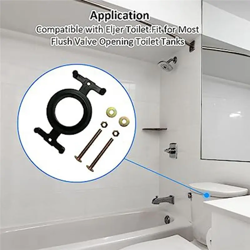 DT39 Toilet Tank Repair Kit, Rubber Gasket with Bolts, Fits Most Toilets, Flush Valve Opening, Toilet Repair Parts, Easy