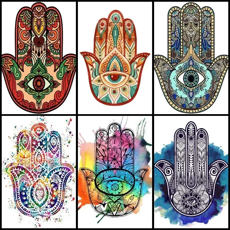 Diy hamsa mão de fátima 5d pintura diamante bordado broca completa mosaico arte da parede presente para meditação yoga ou entusiastas zen