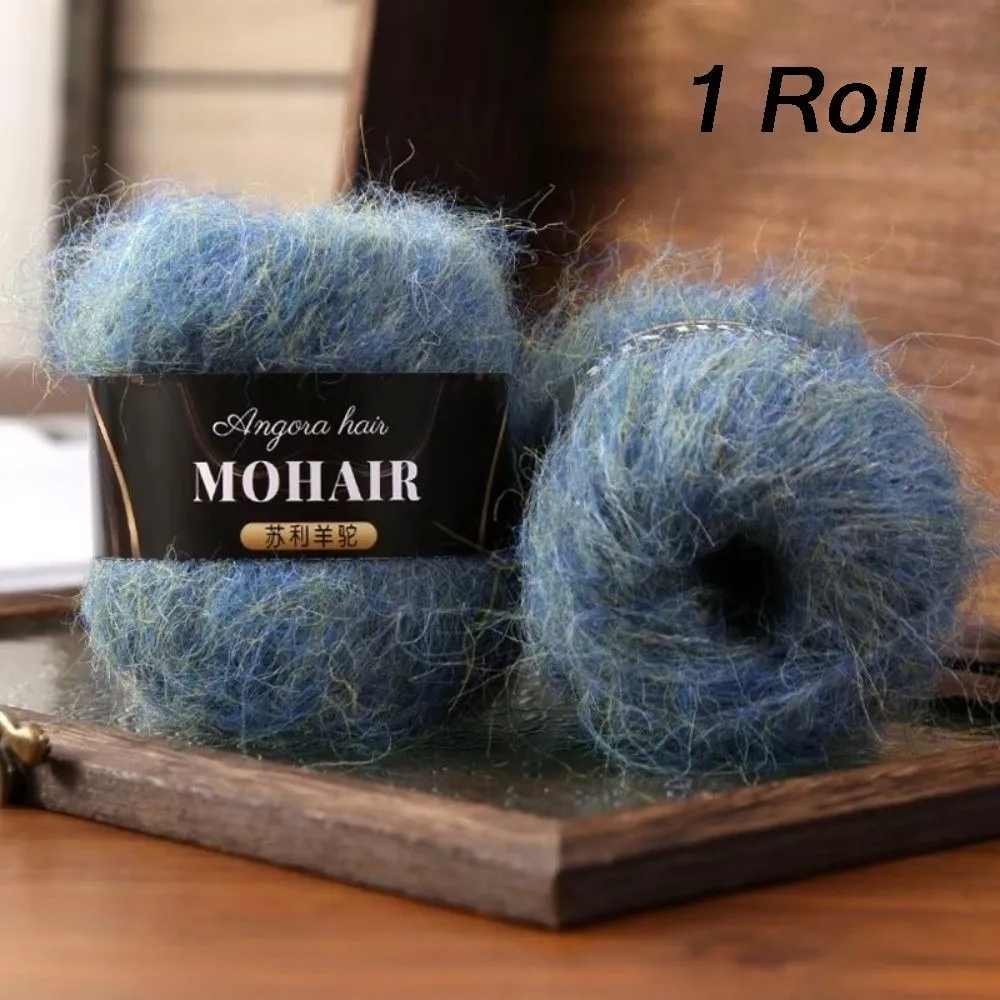 Cotton Blended Alpaca Mohair Yarn Long Haired Handmade Hand-Knitted Yarn Soft Fluffy Knitting Yarn Hand Crochet