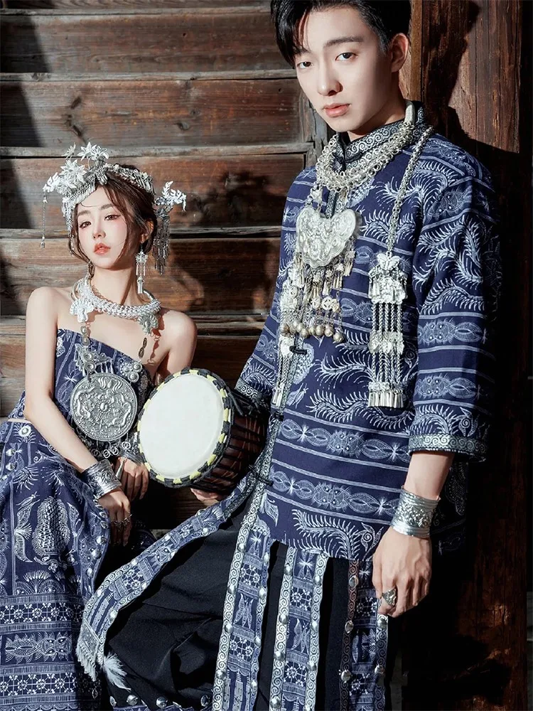 Conjuntos de pareja étnica exótica May fotografía batik decoraciones estudio trajes de viaje
