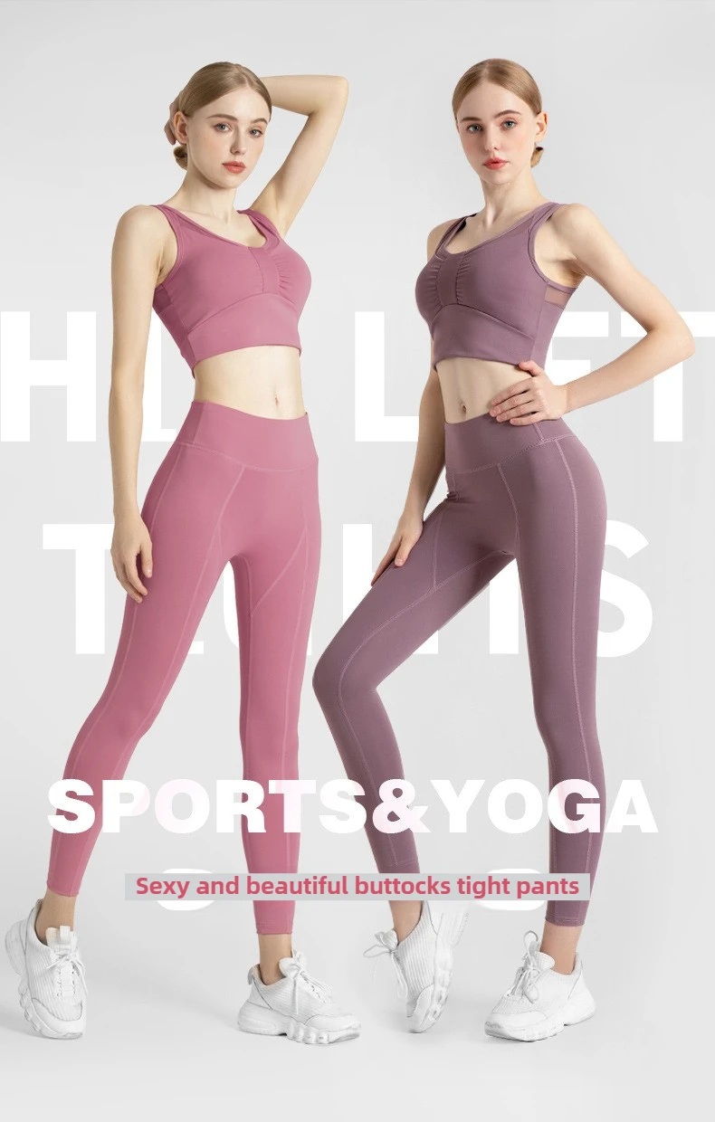 

Peach Hip Yoga Pants Women's Thin Legs No Embarrassment Line Pocket Exercise Tight Hip Lift Fitness
