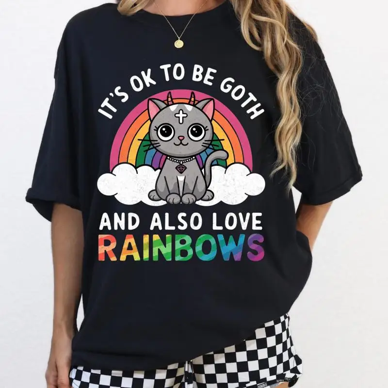 لا يرام أن تكون قوطيًا وأحب قوس قزح تي شيرت LGBTQ مثليه مضحك فخر مثلي الجنس القوطية البديل غير المتعلي