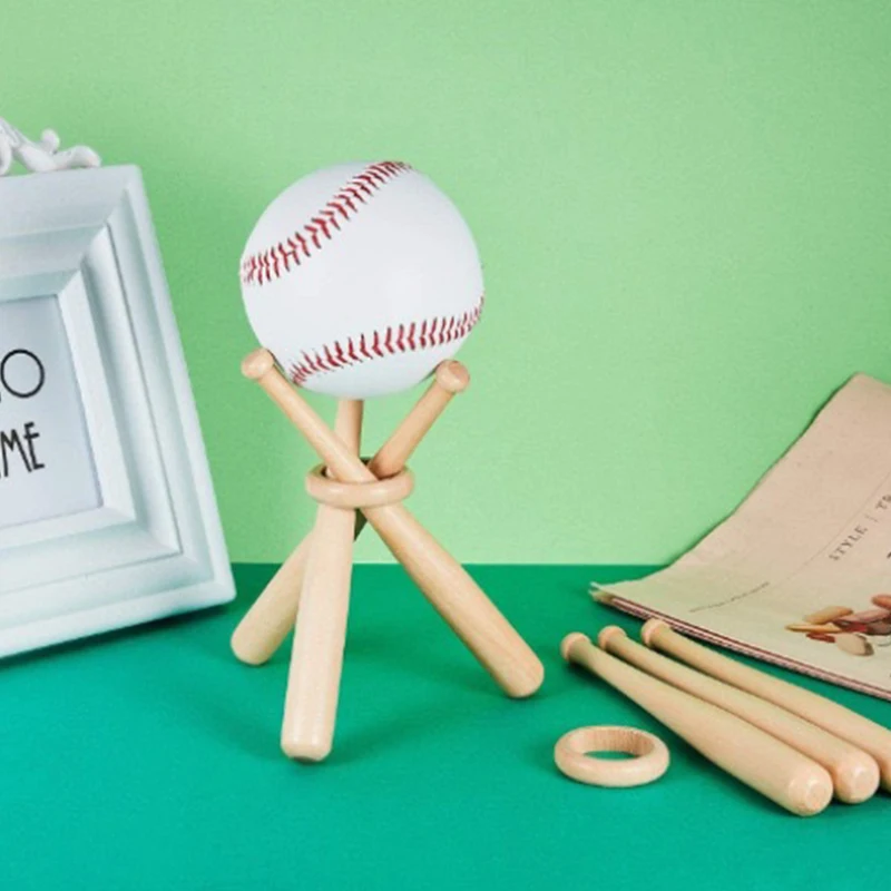 Wooden Baseball Bats Holder Mini Baseball Display Stand Golf Tennis Ball Sports Ball Storage Rack Creative Gift Tabletop Decor