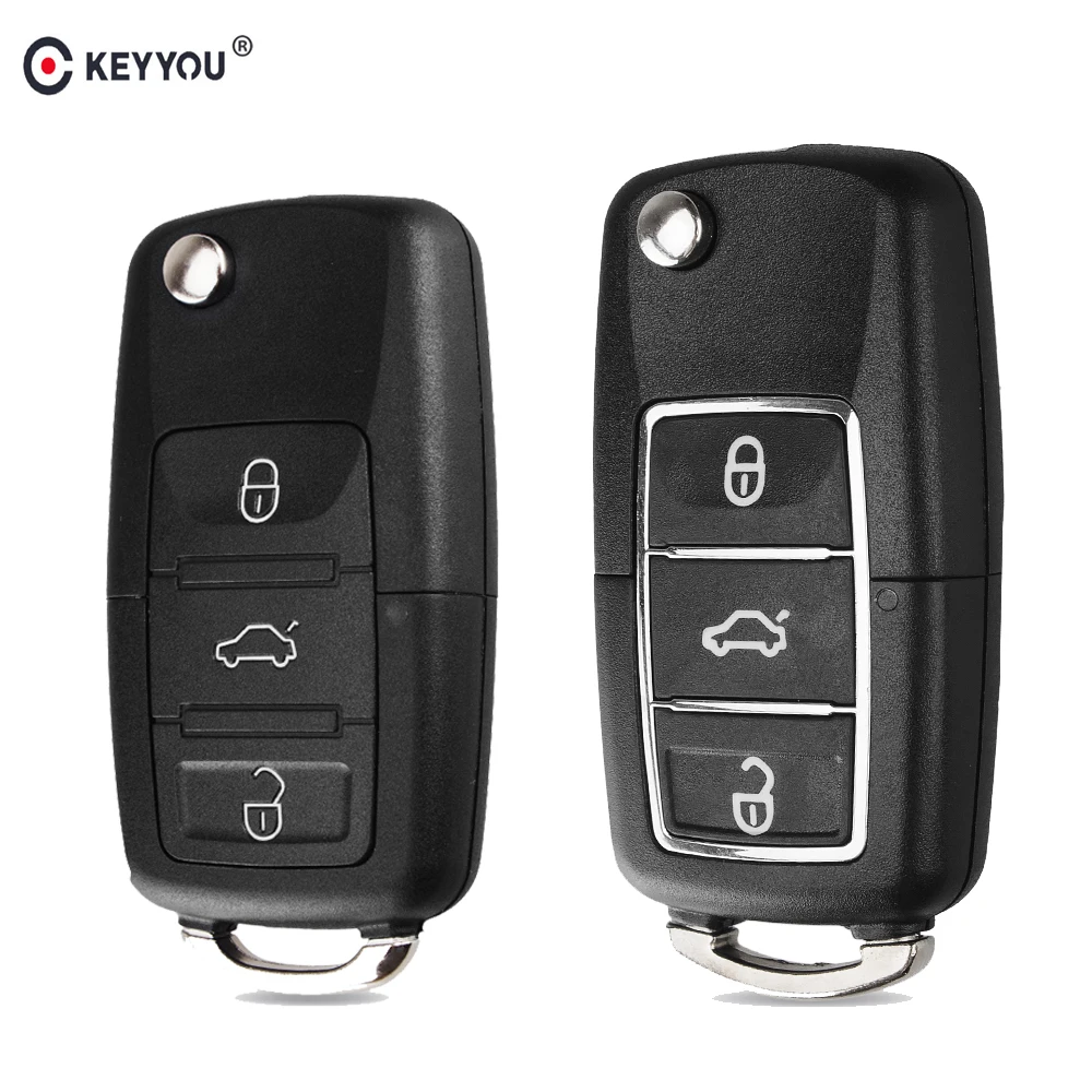 KEYYOU-carcasa plegable para llave de coche, funda para mando a distancia, 3 botones, para Volkswagen, Vw, Jetta, Golf, Passat, Beetle, Polo, Bora