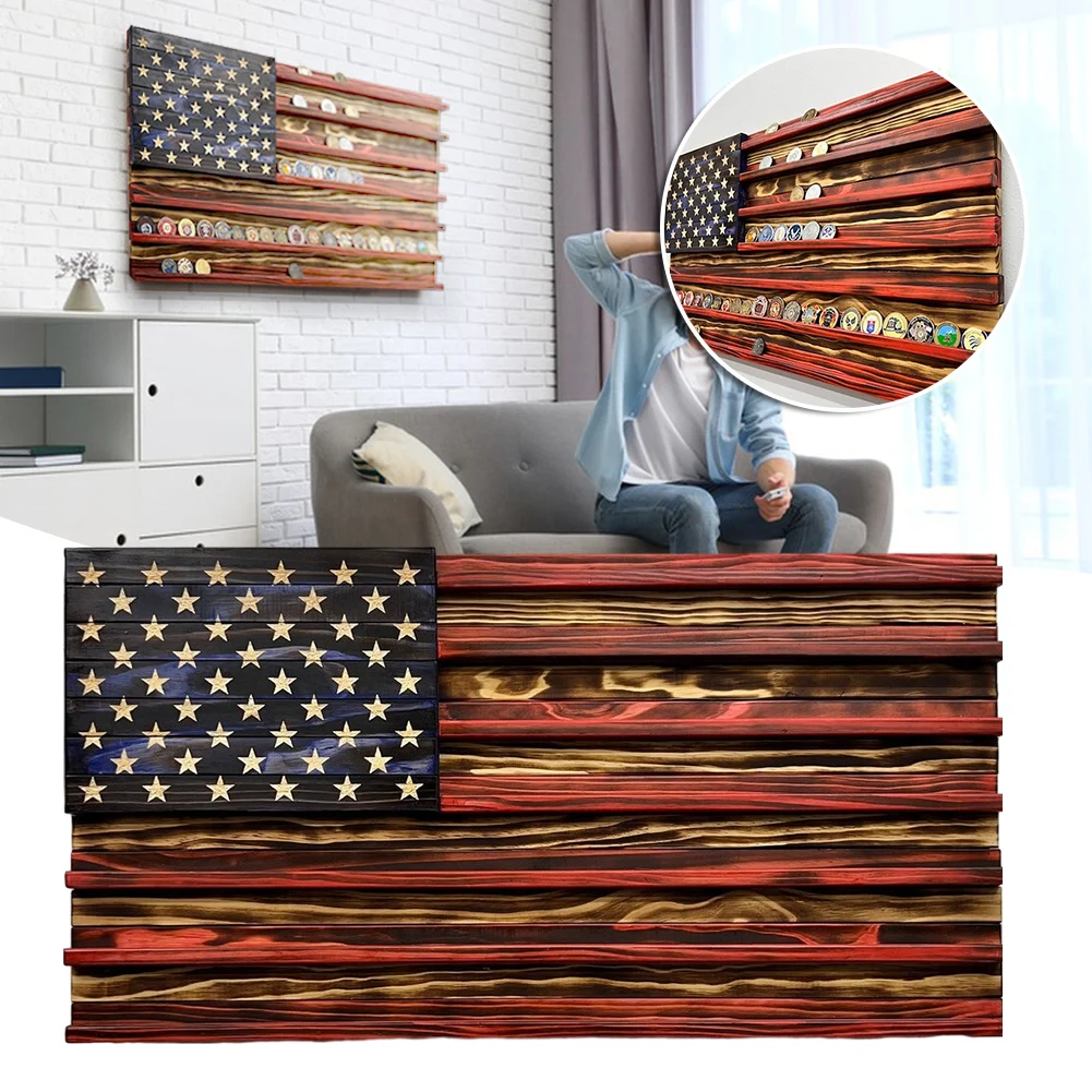 

Simple Wooden Flag Medal Coin Display Rack Stable Multi-Layer Coin Stand For Living Room