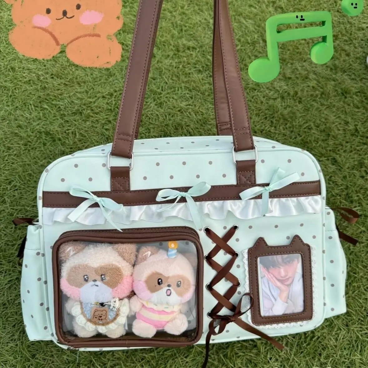 

New Sweet and Cute Ulzzang Ita Bag Fashionable Polka Dot Star Japanese Shoulder Bag Comic Show Star Chasing Y2K Crossbody Bag