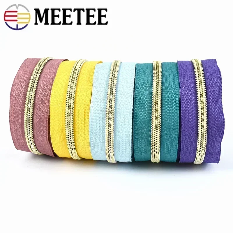 4/8/10Meters Meetee 5# Nylon Zippers Coil Roll Zipper for Bags Garment Zip Tape Repair Kit DIY Clothes Tailor Sewing Accessories