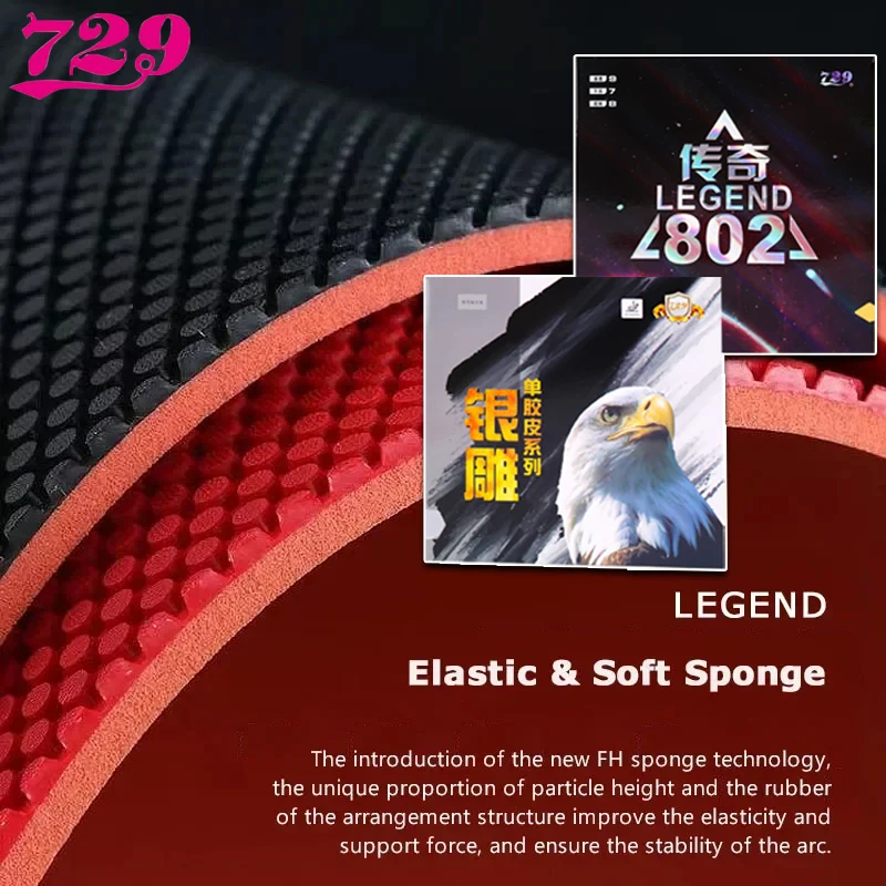 729 Friendship 802 Legend SP Table Tennis Rubber Short Pimples-out Ping Pong Rubber with Elastic Sponge